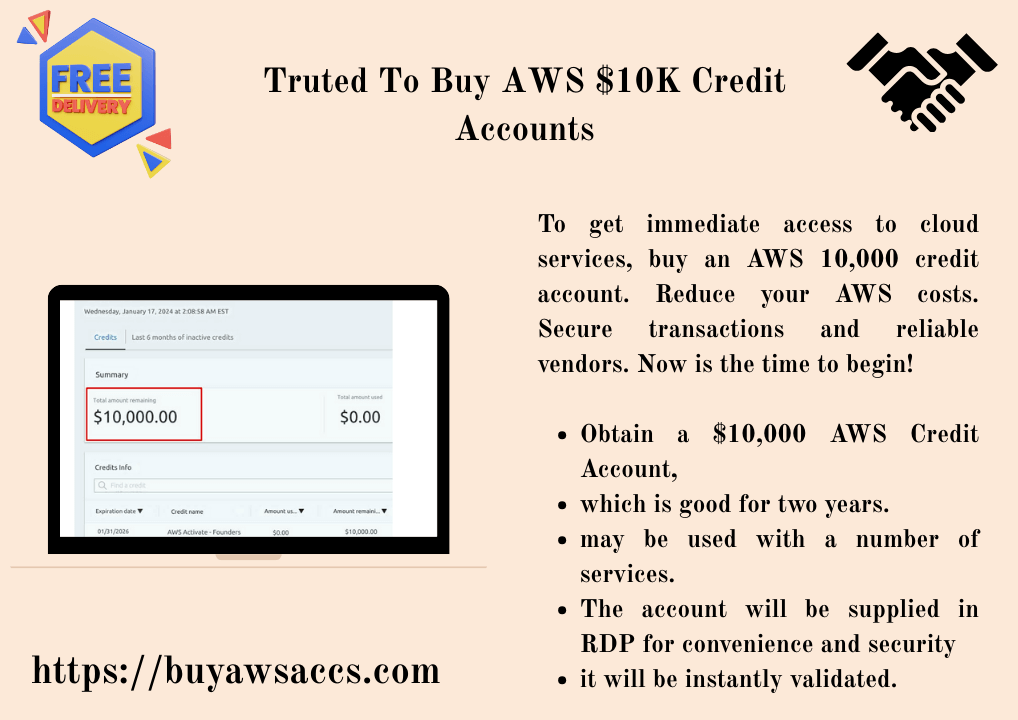 Buy AWS $10K Credit Accounts